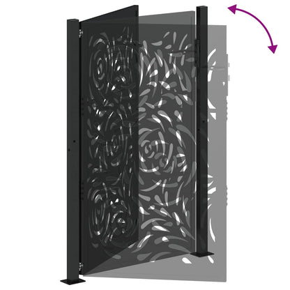 Gartentor Schwarz 105x155 cm Stahl Flammen-Design