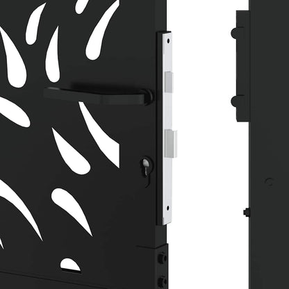 Gartentor Schwarz 105x155 cm Stahl Flammen-Design