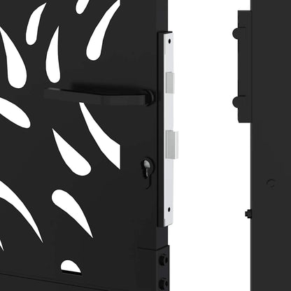 Gartentor Schwarz 105x205 cm Stahl Flammen-Design