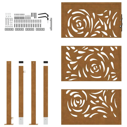Gartentor 105x155 cm Wetterfester Stahl Flammen-Design