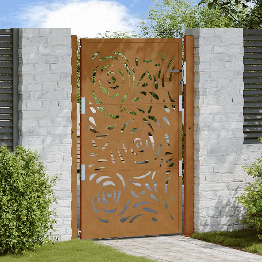 Gartentor 105x155 cm Wetterfester Stahl Flammen-Design