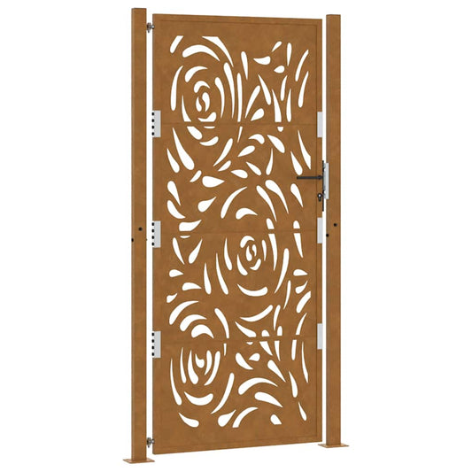 Gartentor 105x205 cm Wetterfester Stahl Flammen-Design