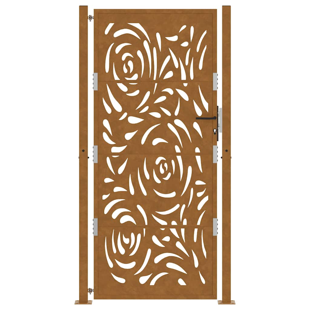 Gartentor 105x205 cm Wetterfester Stahl Flammen-Design