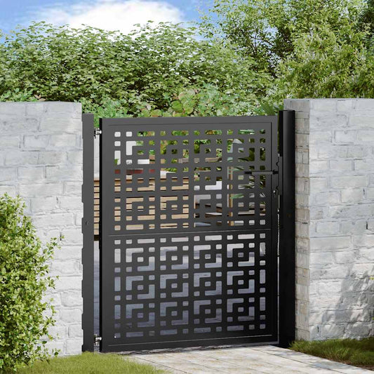 Gartentor Schwarz 105x106 cm Stahl Kreuz-Design