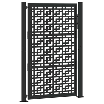 Gartentor Schwarz 105x155 cm Stahl Kreuz-Design