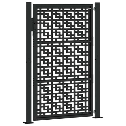 Gartentor Schwarz 105x155 cm Stahl Kreuz-Design