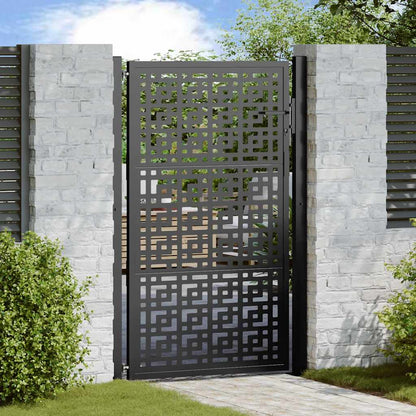 Gartentor Schwarz 105x155 cm Stahl Kreuz-Design