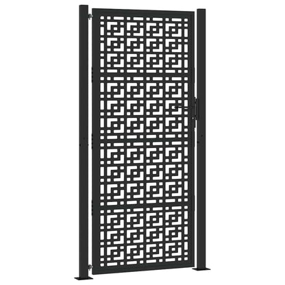 Gartentor Schwarz 105x205 cm Stahl Kreuz-Design