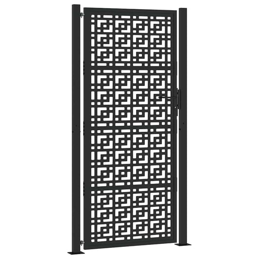 Gartentor Schwarz 105x205 cm Stahl Kreuz-Design