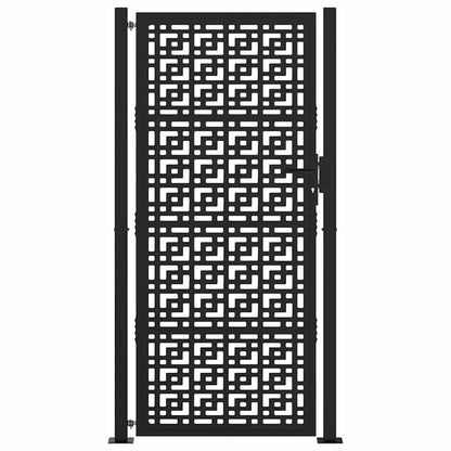 Gartentor Schwarz 105x205 cm Stahl Kreuz-Design