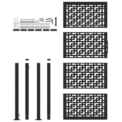 Gartentor Schwarz 105x205 cm Stahl Kreuz-Design