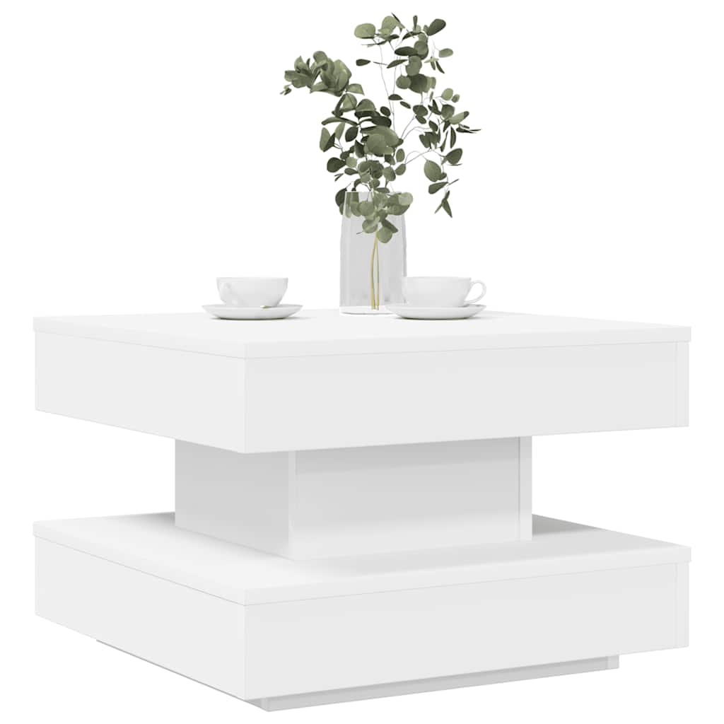 Couchtisch 360-Grad Drehbar Weiß 50x50x34,5 cm