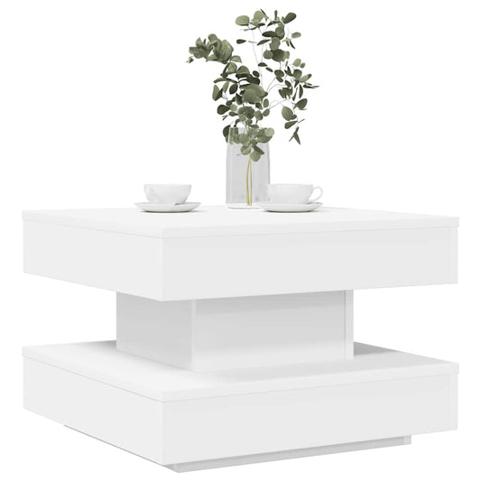 Couchtisch 360-Grad Drehbar Weiß 50x50x34,5 cm