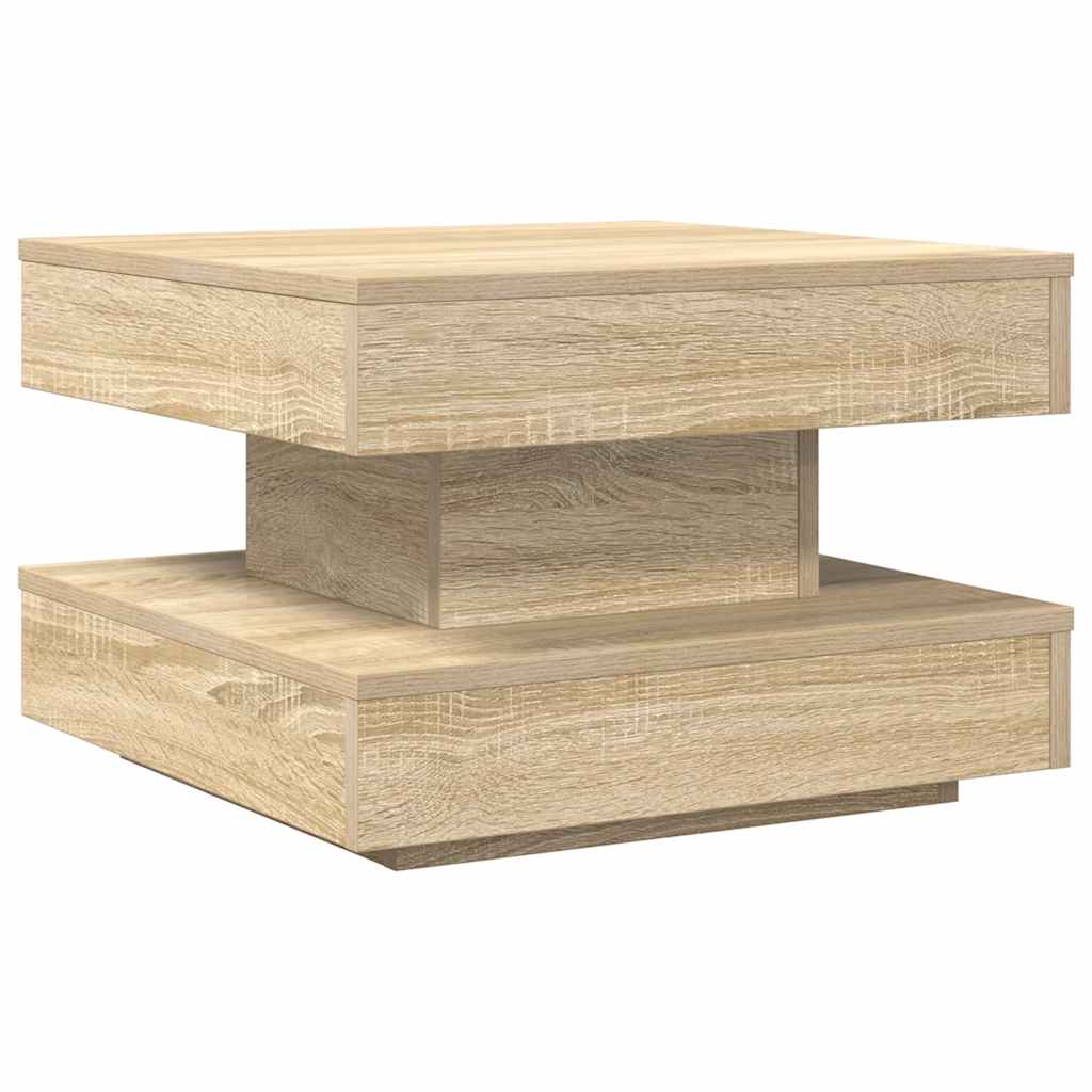 Couchtisch 360-Grad Drehbar Sonoma-Eiche 50x50x34,5 cm