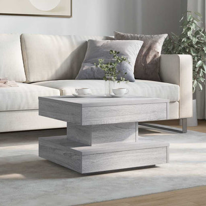 Couchtisch 360-Grad Drehbar Grau Sonoma 50x50x34,5 cm