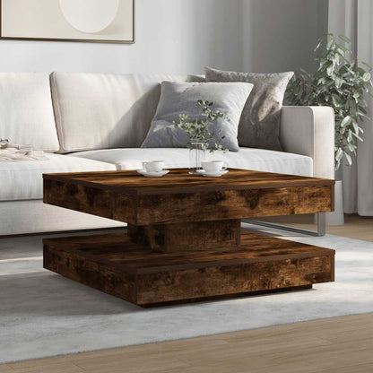Couchtisch 360-Grad Drehbar Räuchereiche 70x70x34,5 cm