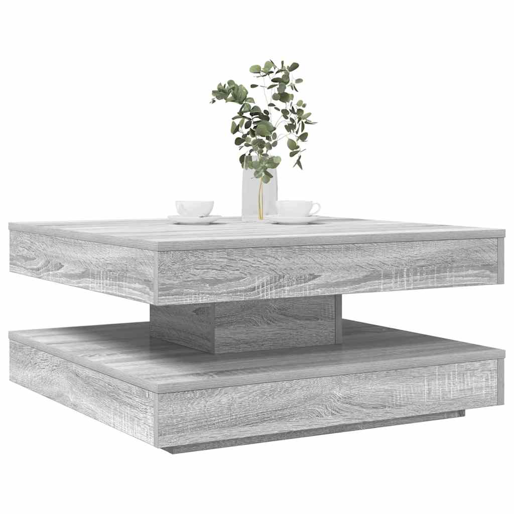 Couchtisch 360-Grad Drehbar Grau Sonoma 70x70x34,5 cm