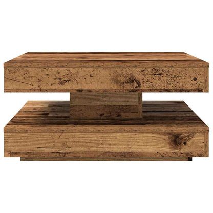 Couchtisch 360-Grad Drehbar Altholz-Optik 70x70x34,5 cm