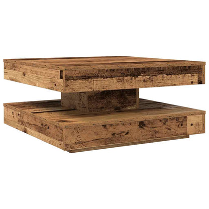 Couchtisch 360-Grad Drehbar Altholz-Optik 70x70x34,5 cm