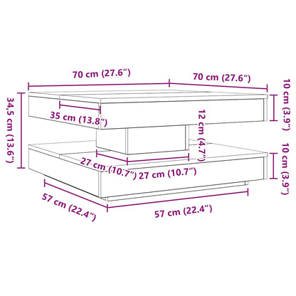 Couchtisch 360-Grad Drehbar Altholz-Optik 70x70x34,5 cm