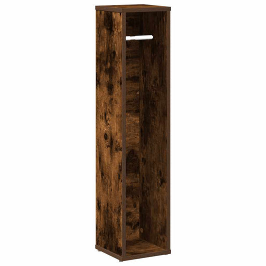 Badezimmerschrank mit Rollenhalter Eiche geräuchert 20,5x20x90 cm