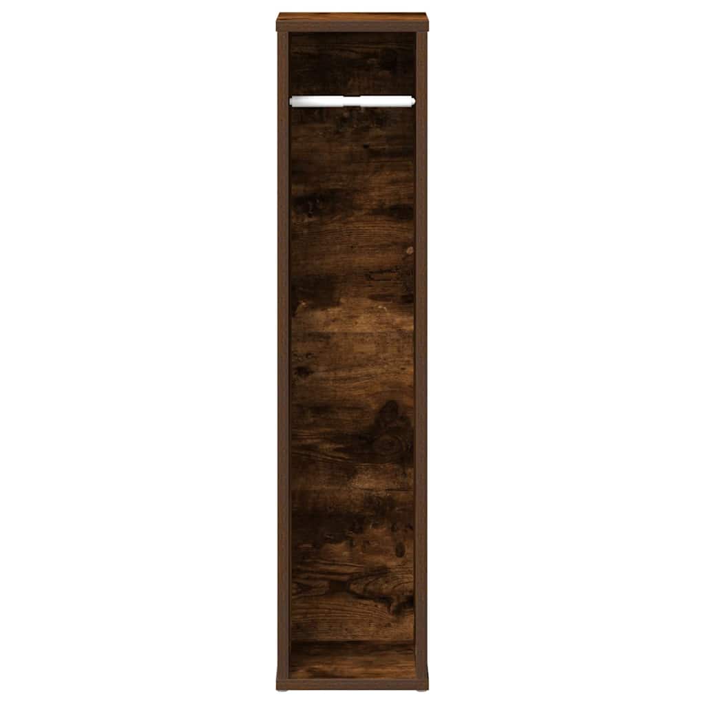 Badezimmerschrank mit Rollenhalter Eiche geräuchert 20,5x20x90 cm