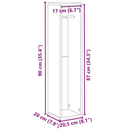 Badezimmerschrank mit Rollenhalter Eiche geräuchert 20,5x20x90 cm