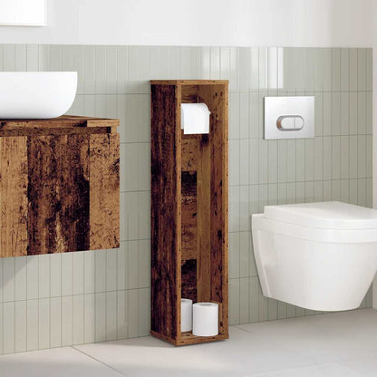 Badezimmerschrank mit Rollenhalter Altholz 20,5x20x90 cm