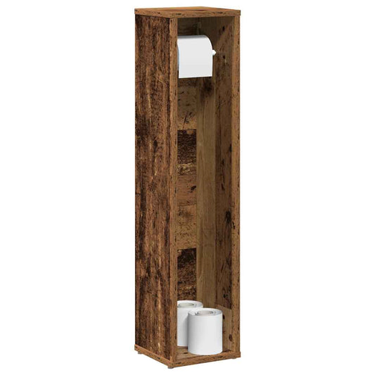 Badezimmerschrank mit Rollenhalter Altholz 20,5x20x90 cm