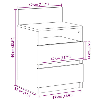 Nachttisch mit 2 Schubladen Sonoma-Eiche 40x33x60 cm