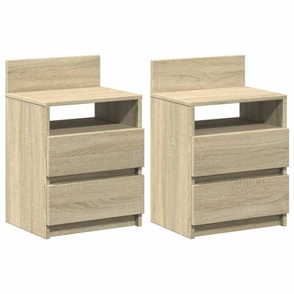 Nachttische 2 Stk. mit 2 Schubladen Sonoma-Eiche 40x33x60 cm