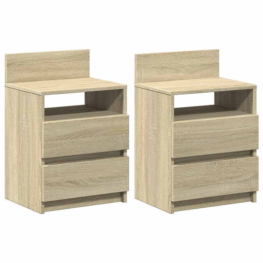 Nachttische 2 Stk. mit 2 Schubladen Sonoma-Eiche 40x33x60 cm