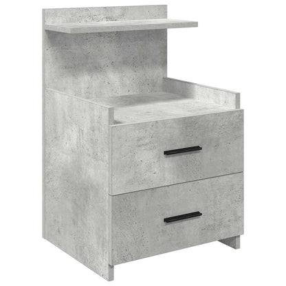Nachttische 2 Stk. mit 2 Schubladen Betongrau 40x36,5x62 cm