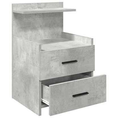 Nachttische 2 Stk. mit 2 Schubladen Betongrau 40x36,5x62 cm