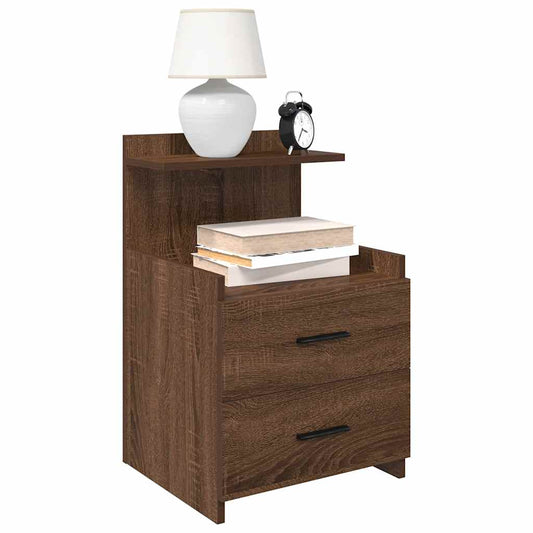 Nachttisch mit 2 Schubladen Braun Eichen-Optik 40x36,5x62 cm