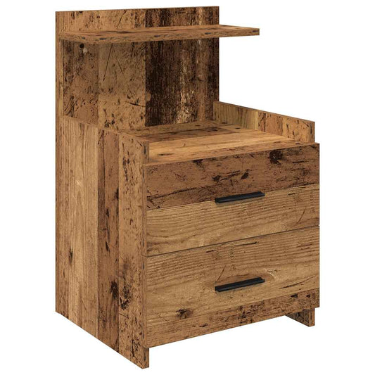 Nachttisch mit 2 Schubladen Altholz-Optik 40x36,5x62 cm