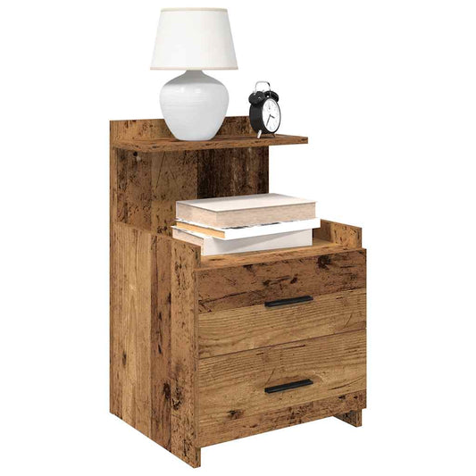 Nachttisch mit 2 Schubladen Altholz-Optik 40x36,5x62 cm
