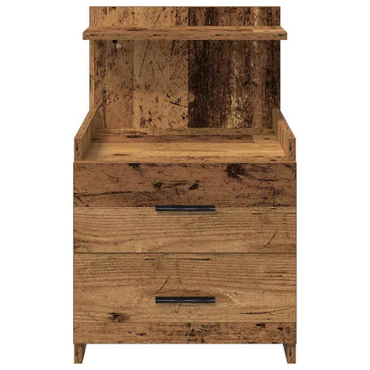Nachttische 2 Stk. mit 2 Schubladen Altholz-Optik 40x36,5x62 cm