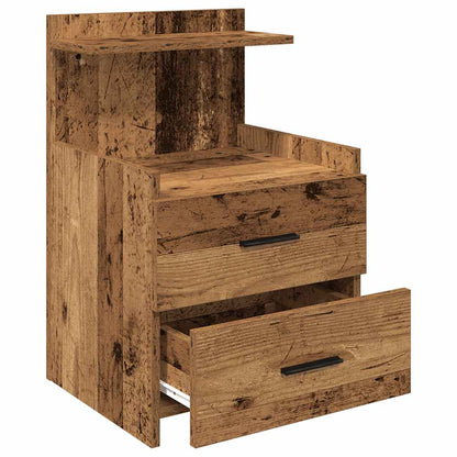 Nachttische 2 Stk. mit 2 Schubladen Altholz-Optik 40x36,5x62 cm