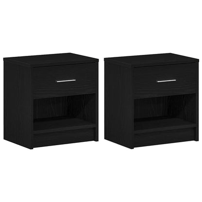 Nachttische 2 Stk. mit Schublade Schwarz 39x28x41 cm