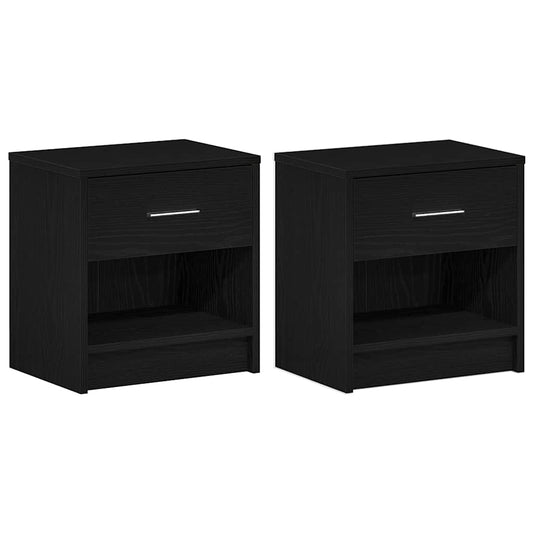 Nachttische 2 Stk. mit Schublade Schwarz 39x28x41 cm
