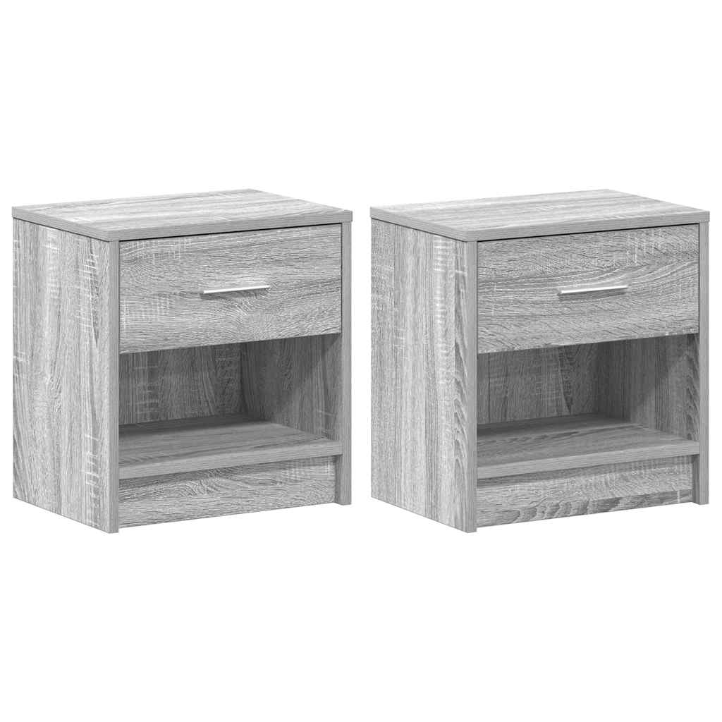 Nachttische 2 Stk. mit Schublade Grau Sonoma 39x28x41 cm