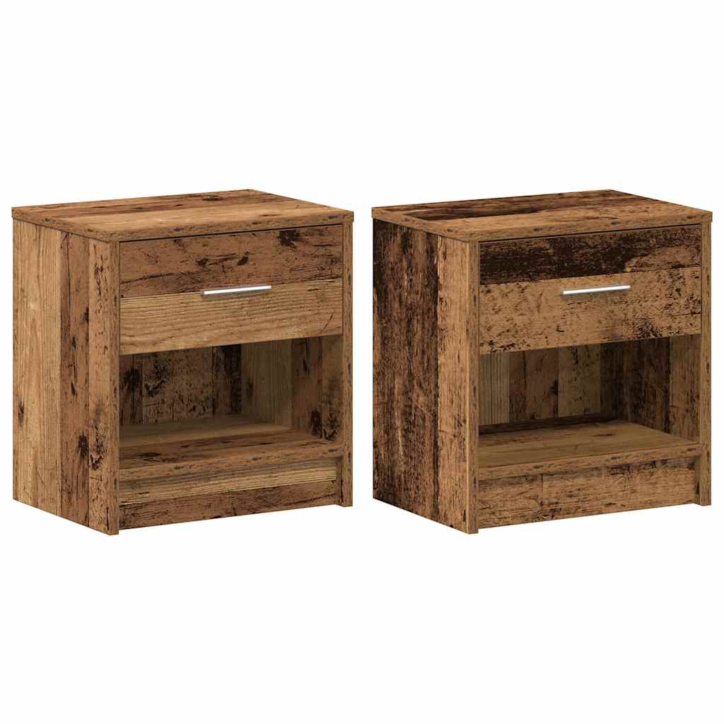 Nachttische 2 Stk. mit Schublade Altholz-Optik 39x28x41 cm