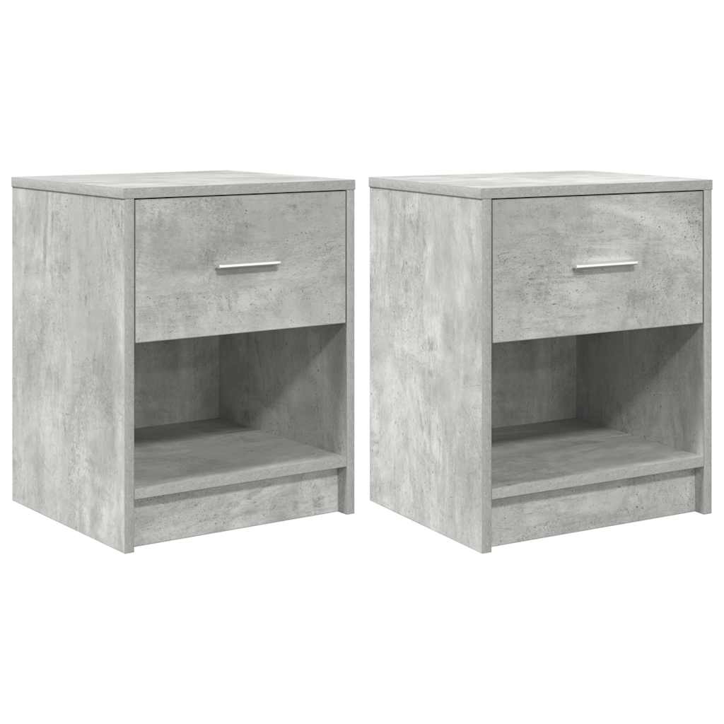 Nachttische 2 Stk. mit Schublade Betongrau 40x34x50 cm