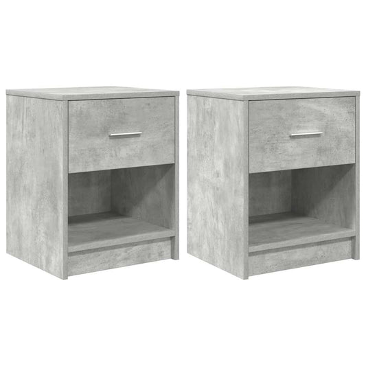 Nachttische 2 Stk. mit Schublade Betongrau 40x34x50 cm