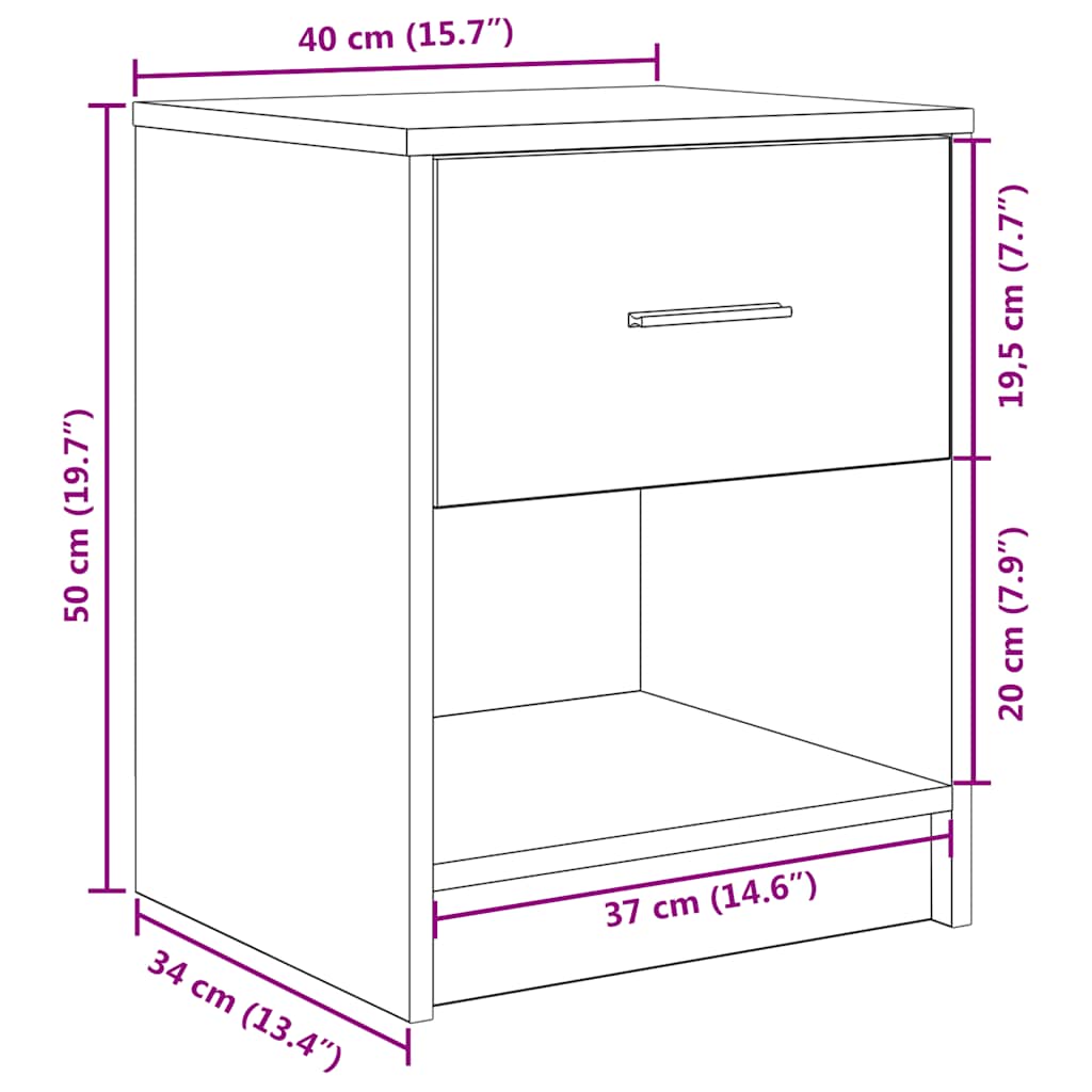 Nachttisch mit Schublade Altholz-Optik 40x34x50 cm