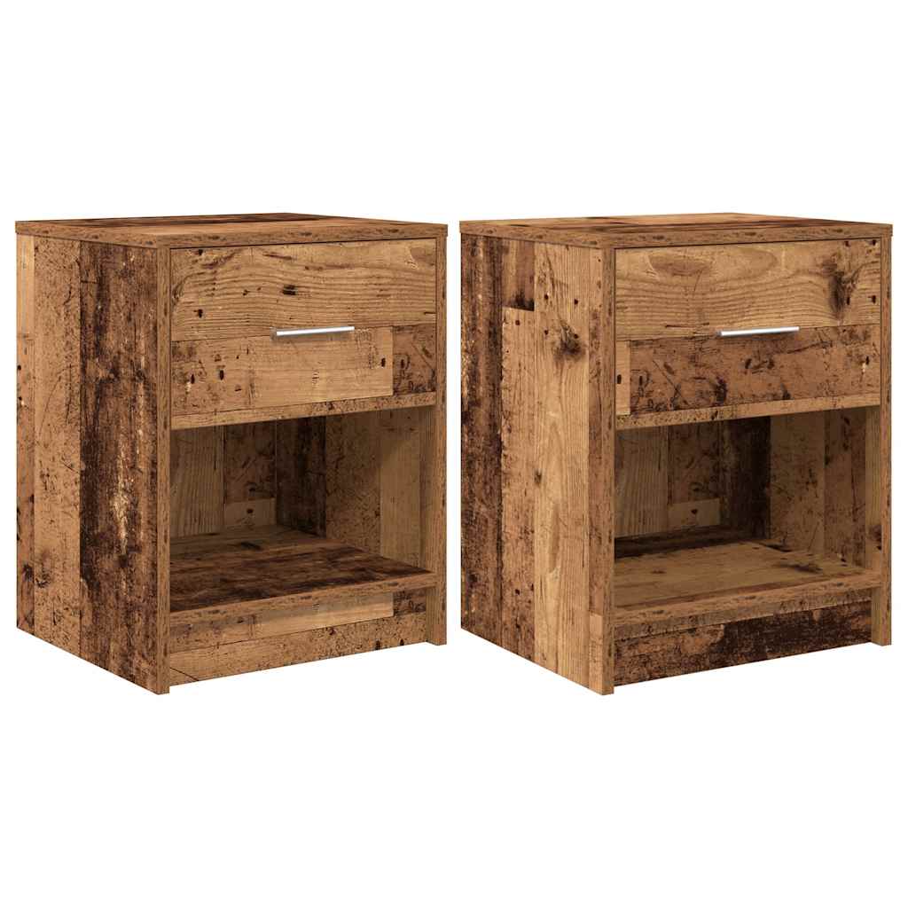 Nachttische 2 Stk. mit Schublade Altholz-Optik 40x34x50 cm