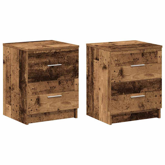 Nachttische 2 Stk. mit 2 Schubladen Altholz-Optik 40x36x50 cm
