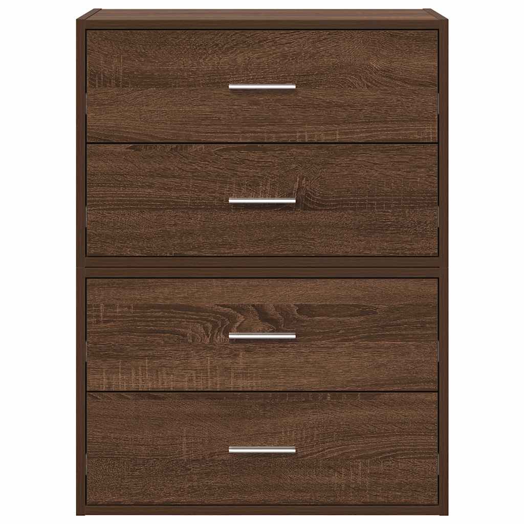 Schränke mit 2 Schubladen 2 Stk. Braun Eichen-Optik 60x31x40 cm