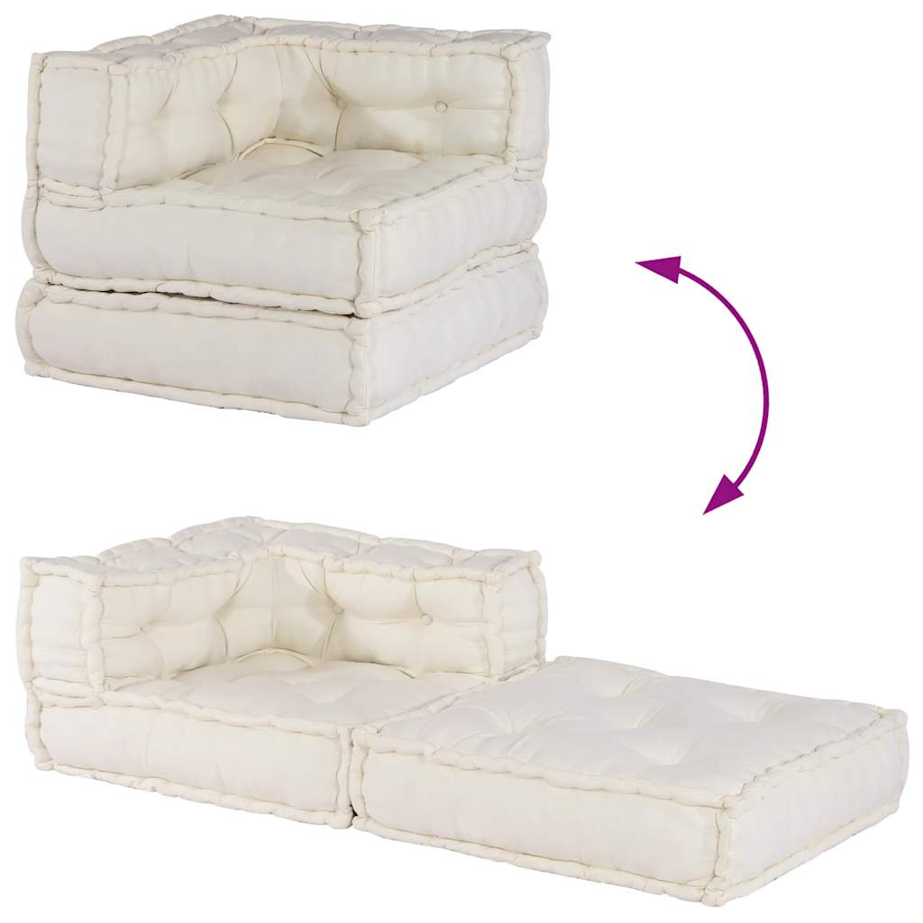 Pouf Modular Creme 70x70x54 cm Stoff